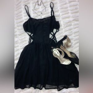Brandy Melville black adjustable strap, open side, tutu style dress